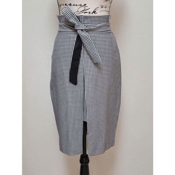 🖤🤍 WHITE HOUSE BLACK MARKET Gingham Pencil Skirt w/Removable Belt NWT SIZE 8 - Picture 4 of 16